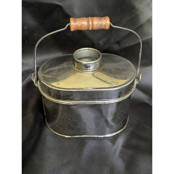 Antique Salesman Sample Miner's Lunch Box 3" Tall x 3.5" Wide Wooden Handle - Picture 8 of 16